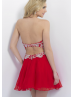 Strapless Sweetheart Neck Beaded Short Chiffon Homecoming Dress